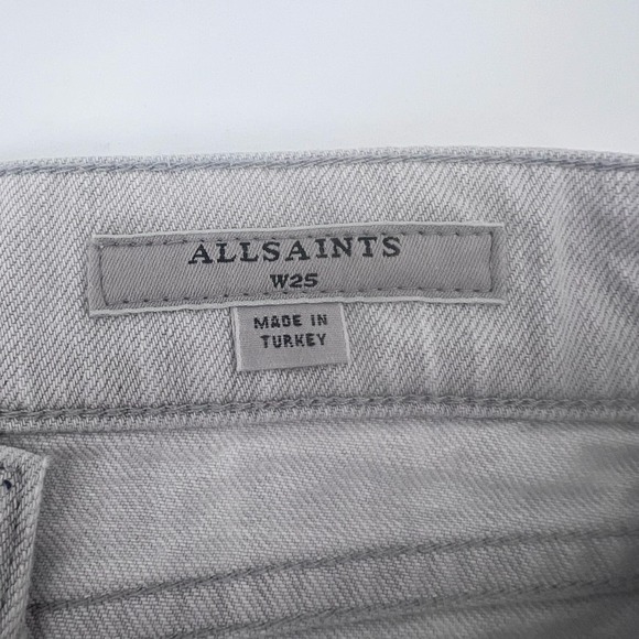 AllSaints Pam Distressed Jean Shorts Womens 25 Light Gray Denim Cuffed - Picture 7 of 8